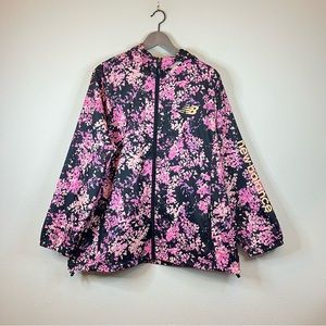 New Balance Women’s Floral Print Zip Up Hooded Windbreaker Jacket Sz 2X NWT